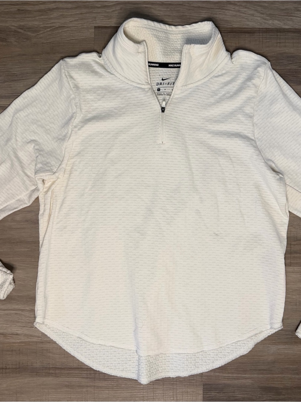 Nike White Textured Quarter-Zip Pullover